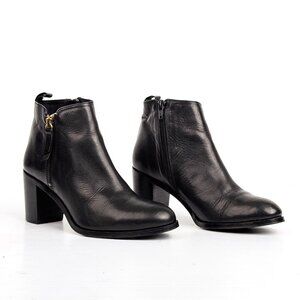 Minelli Women Black Leather Retro Vintage 90s Office Dress Ankle Boots 6US EUR36